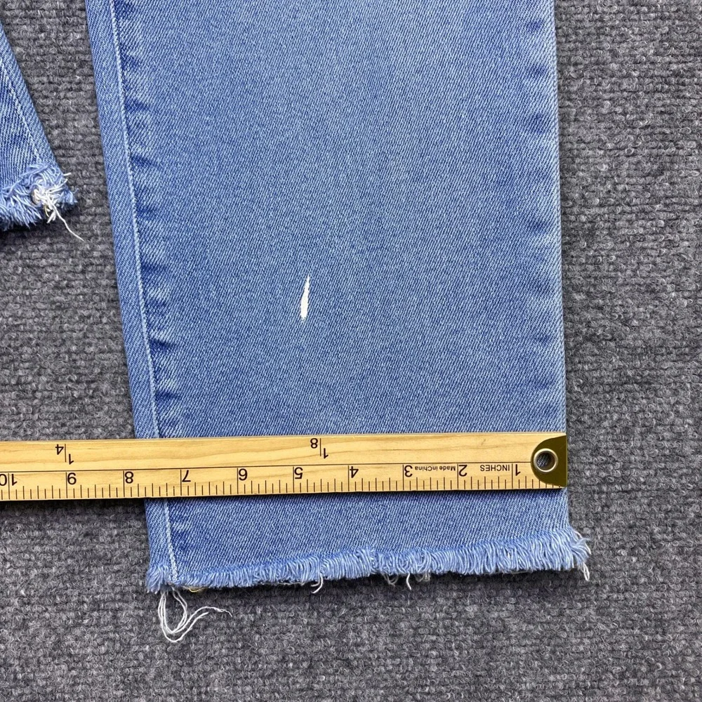 J.Crew Stovepipe High Rise Straight Leg Jeans Light Wash Raw Hem Sz 29 Distress
